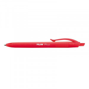 Milan P1 Touch Boligrafo de Bola Retractil - Punta Redonda 1mm - Tinta de Aceite - Escritura Suave - 1.200m de Escritura - Color Rojo