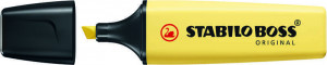 Stabilo Boss 70 Pastel Rotulador Marcador Fluorescente - Trazo entre 2 y 5mm - Recargable - Tinta con Base de Agua - Color Amarillo Cremoso