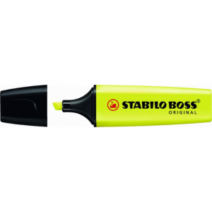 Stabilo Boss 70 Rotulador Marcador Fluorescente - Trazo entre 2 y 5mm - Recargable - Tinta con Base de Agua - Color Amarillo Fluorescente