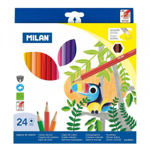 Milan Pack de 24 Lapices Hexagonales de Colores