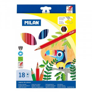 Milan Pack de 18 Lapices Hexagonales de Colores