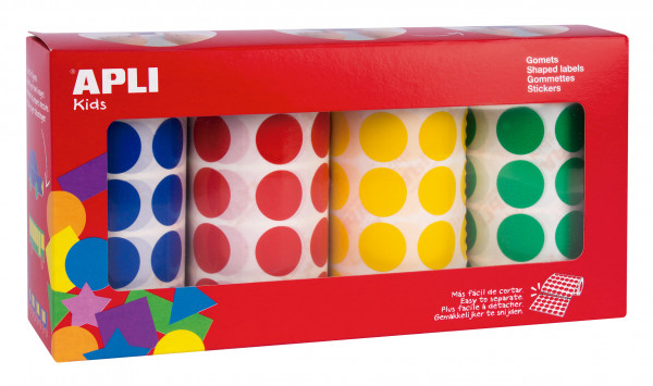 Pack rollos de gomets redondos Ø 20 mm amarillo, azul, rojo y verde 4 u.