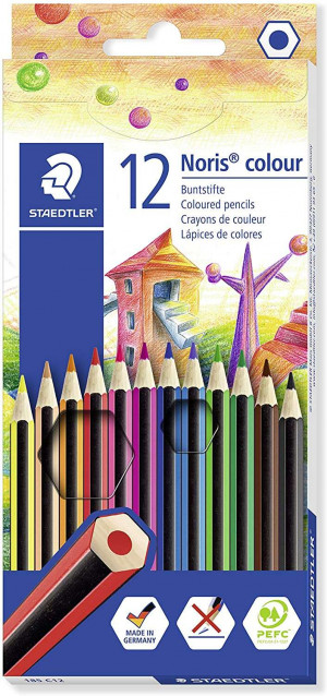 Staedtler Noris Colour 185 Pack de 12 Lapices Hexagonales de Colores
