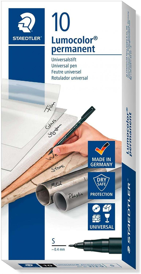 Staedtler Lumocolor Permanent 313 Rotulador Permanente de Punta Fina - Color Negro - Imagen 2