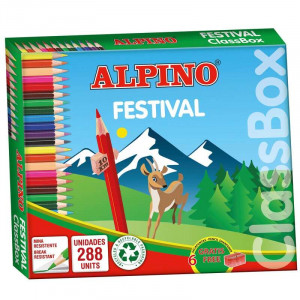 Alpino Festival Pack de 288 Lapices Hexagonales de Colores