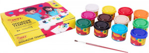 Jovi Pack con 12 Botes de Tempera 35ml - Incluye Pincel - Colores Surtidos
