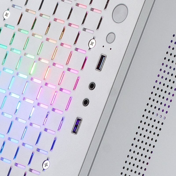 Mars Gaming MC-CORE Minitorre Gaming - Rejilla Metal-MESH - Ventana Lateral - 2 Ventiladores FRGB - Soporte Micro-ATX/Mini-ITX - Almacenamiento Versatil - Color Blanco - Imagen 3