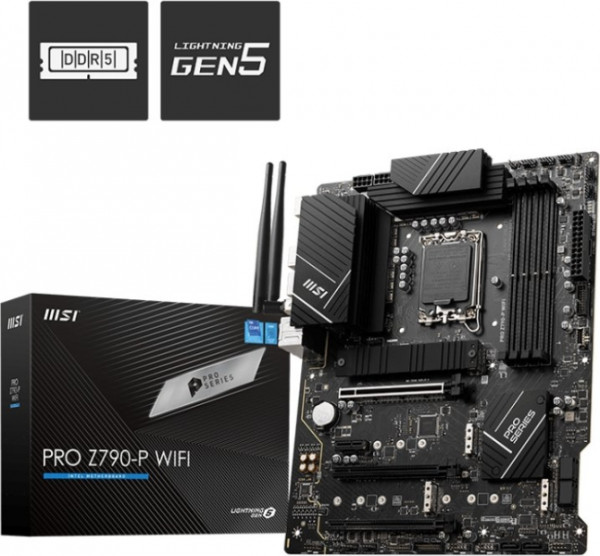MSI Placa Base PRO Z790-P WIFI Intel 1700 4xDDR5-SDRAM - HDMI, DP, M.2, USB3.2, USB-C, ATX
