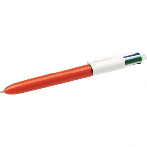 Bic 4 Colours Original Fine Boligrafo de Bola Retractil - Punta de 0.8mm - Trazo de 0.36mm - Tinta con Base de Aceite - Cuerpo Naranja/Blanco - 4 Colores