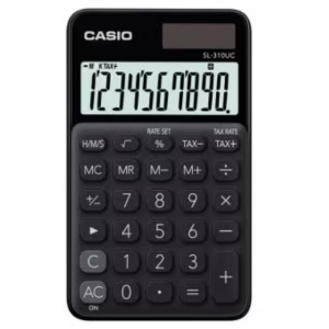 Casio SL-310UC Calculadora de Bolsillo - Calculo de Impuestos - Pantalla LCD de 10 Digitos - Solar y Pilas - Color Negro