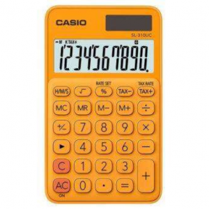 Casio SL-310UC Calculadora de Bolsillo - Calculo de Impuestos - Pantalla LCD de 10 Digitos - Solar y Pilas - Color Naranja