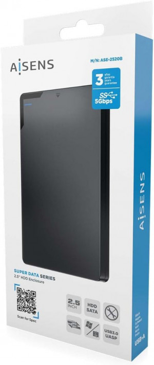 CAJA EXTERNA AISENS ASE-2520B DISCOS HDD/SSD SATA 2.5 ? USB 3.0 (USB3.1 GEN1)