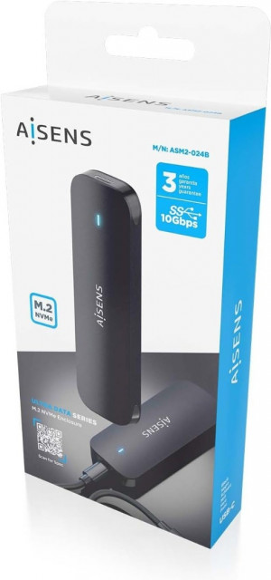 CAJA EXTERNA AISENS ASM2-024B DISCOS SSD M.2 (NGFF) NVMe ? USB 3.2 TIPO C