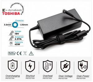 CARGADOR TOSHIBA DYNABOOK | 19V / 2.37A | 3.5 x 1.35mm | 45W