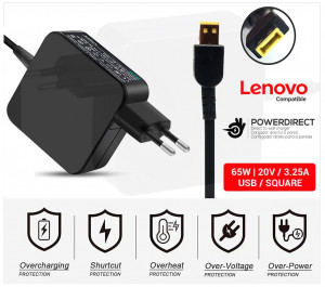 CARGADOR LENOVO COMPATIBLE | 20V / 3.25A | SQUARE | 65W DIRECTO A PARED ( SIN CABLE )