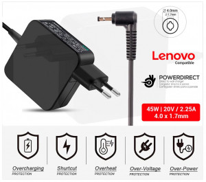 CARGADOR LENOVO COMPATIBLE | 20V / 2.25A | 4.0 x 1.7mm | 45W DIRECTO A PARED ( SIN CABLE )