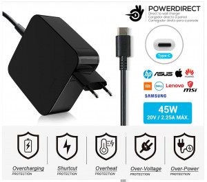 CARGADOR LENOVO COMPATIBLE USB-C 45W DIRECTO A PARED