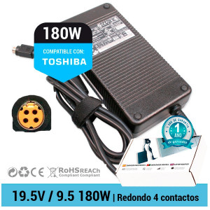 CARGADOR TOSHIBA COMPATIBLE | 19.5V / 9.5A | REDONDO 4 CONT. | 180W