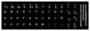 JUEGO DE ETIQUETAS CONVERSION A TECLADO ESPA?OL COLOR NEGRO ALTA CALIDAD
