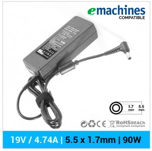 CARGADOR EMACHINES COMPATIBLE | 19V  / 4.74A | 5.5 x 1.7mm | 90W