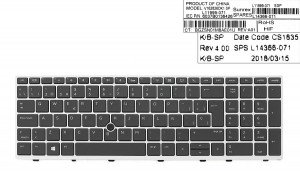 TECLADO ESPA?OL PORTATIL HP ELITEBOOK 850 G6 SERIES CON MARCO COLOR PLATA / SILVER SIN RETROILUMINACION NI POINTSTICK
