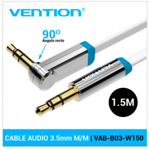 VENTION CABLE DE AUDIO M/M JACK 3.5MM | CONECTOR 90? | 1.5M | VAB-B03-W150